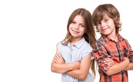 31755247 - cool little kids posing over white background